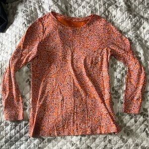 J. Jill Orange Paisley Long Sleeve Top 100% Pima cotton